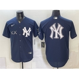 Men's New York Yankees x KAWS Team Big Logo Navy Stadium Stitched Baseball Jersey Men's New York Yankees x KAWS Team Big Logo Navy Stadium Stitched Baseball Jersey