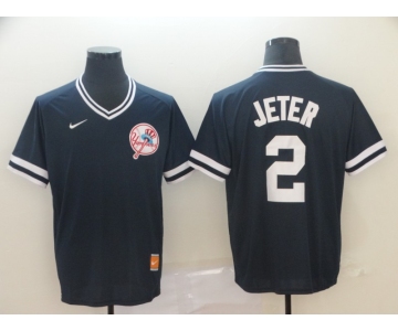Men's  Nike New York Yankees #2 Derek Jeter Navy Blue M&N  MLB Jersey