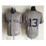 New York Yankees #13 Alex Rodriguez Grey Flexbase Authentic Collection Stitched Baseball Jersey New York Yankees #13 Alex Rodriguez Grey Flexbase Authentic Collection Stitched Baseball Jersey