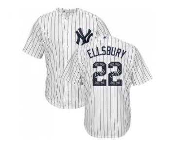New York Yankees #22 Jacoby Ellsbury White Strip Team Logo Fashion Stitched MLB Jersey