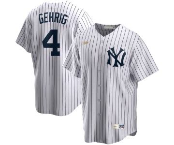 New York Yankees #4 Lou Gehrig Nike Home Cooperstown Collection Player MLB Jersey White
