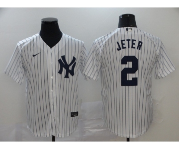 Nike Men's New York Yankees #2 Derek Jeter Authentic White Name On Back Baseball Jersey