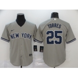 Nike Men's New York Yankees  #25 Gleyber Torre Authentic Grey Cool Base Baseball Jersey