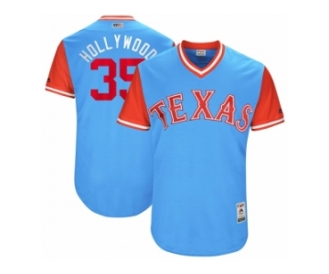 Men's 2017 Little League World Series Rangers #35 Cole Hamels Hollywood Light Blue Jersey