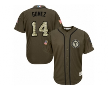 Men's Majestic Texas Rangers #14 Carlos Gomez Replica Green Salute to Service MLB Jersey