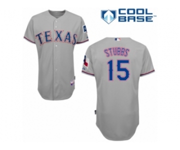 Men's Majestic Texas Rangers #15 Drew Stubbs Authentic Grey Road Cool Base MLB Jersey