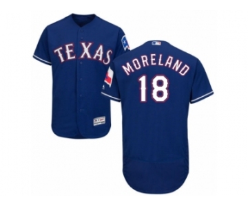 Men's Majestic Texas Rangers #18 Mitch Moreland Royal Blue Flexbase Authentic Collection MLB Jersey