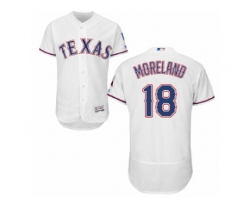 Men's Majestic Texas Rangers #18 Mitch Moreland White Flexbase Authentic Collection MLB Jersey