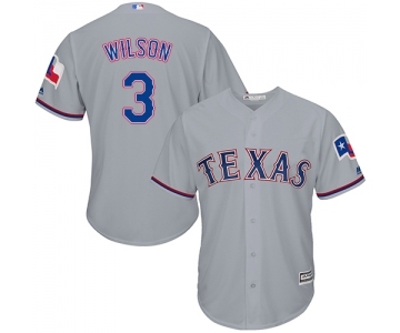 Men's Majestic Texas Rangers #3 Russell Wilson Replica Grey Road Cool Base MLB Jersey