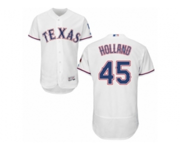 Men's Majestic Texas Rangers #45 Derek Holland White Flexbase Authentic Collection MLB Jersey