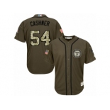 Men's Majestic Texas Rangers #54 Andrew Cashner Replica Green Salute to Service MLB Jersey