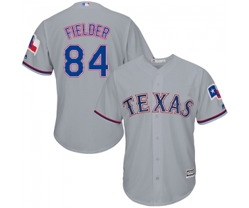 Men's Majestic Texas Rangers #84 Prince Fielder Replica Grey Road Cool Base MLB Jersey