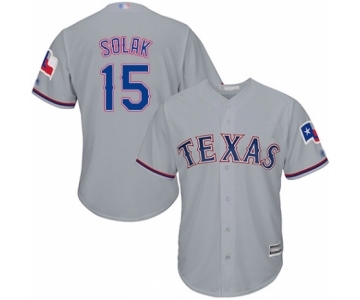 Men's Texas Rangers #15 Nick Solak Replica Grey Road Cool Base Baseball Player Jersey