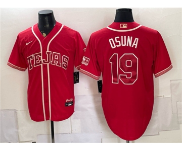 Men's Texas Rangers #19 Alejandro Osuna Red 2026 City Connect Stadium Stitched Baseball Jersey