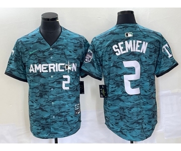 Men's Texas Rangers #2 Marcus Semien Teal 2023 All Star Stitched Baseball Jersey