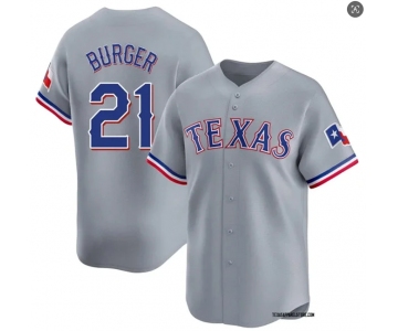Mens Texas Rangers #21 Jake Burger Nike Gray Road Limited Jersey