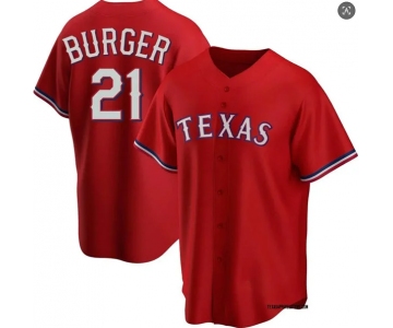 Mens Texas Rangers #21 Jake Burger Nike Red Alternate Limited Jersey