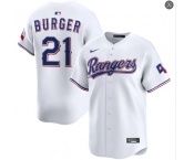 Mens Texas Rangers #21 Jake Burger Nike White Home Limited Jersey Mens Texas Rangers #21 Jake Burger Nike White Home Limited Jersey