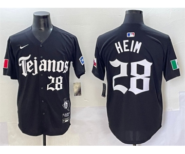 Men's Texas Rangers #28 Jonah Heim Black Gothic Mexico 2025 Vapor Premier Limited Stitched Baseball Jersey