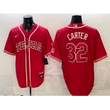 Men's Texas Rangers #32 Evan Carter Red 2026 City Connect Stadium Stitched Baseball Jersey Men's Texas Rangers #32 Evan Carter Red 2026 City Connect Stadium Stitched Baseball Jersey