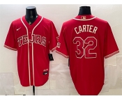 Men's Texas Rangers #32 Evan Carter Red 2026 City Connect Stadium Stitched Baseball Jersey Men's Texas Rangers #32 Evan Carter Red 2026 City Connect Stadium Stitched Baseball Jersey