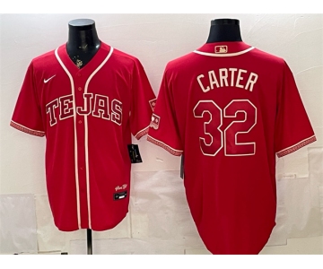 Men's Texas Rangers #32 Evan Carter Red 2026 City Connect Stadium Stitched Baseball Jersey