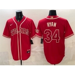 Men's Texas Rangers #34 Nolan Ryan Red 2026 City Connect Stadium Stitched Baseball Jersey Men's Texas Rangers #34 Nolan Ryan Red 2026 City Connect Stadium Stitched Baseball Jersey