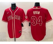 Men's Texas Rangers #34 Nolan Ryan Red 2026 City Connect Stadium Stitched Baseball Jersey Men's Texas Rangers #34 Nolan Ryan Red 2026 City Connect Stadium Stitched Baseball Jersey