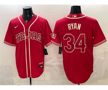 Men's Texas Rangers #34 Nolan Ryan Red 2026 City Connect Stadium Stitched Baseball Jersey