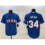 Men's Texas Rangers #34 Nolan Ryan Royal Cool Base Stitched Baseball Jersey
