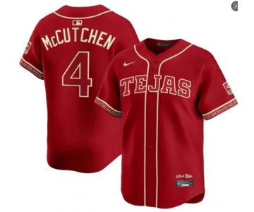Mens Texas Rangers #4 Andrew McCutchen 2026 Viva Tejas City Connect Limited 2.0 Jersey Maroon