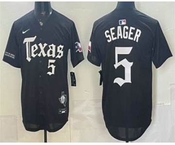 Men's Texas Rangers #5 Corey Seager Black Gothic Mexico 2025 Vapor Premier Limited Jersey