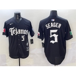 Men's Texas Rangers #5 Corey Seager Black Mexico 2025 Vapor Premier Limited Stitched Baseball JerseyMen's Texas Rangers #5 Corey Seager Black Mexico 2025 V