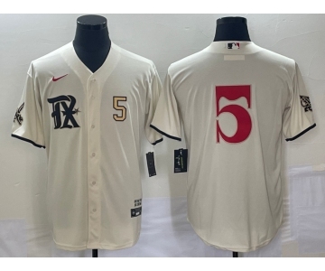 Men's Texas Rangers #5 Corey Seager Number Cream 2023 City Connect Stitched Baseball Jersey