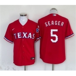 Men's Texas Rangers #5 Corey Seager Red With Patch Cool Base Stitched Baseball Jersey