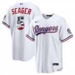 Men's Texas Rangers #5 Corey Seager White 2026 USA 250 Fourth of July Home Stitched Baseball Jersey Men's Texas Rangers #5 Corey Seager White 2026 USA 250 Fourth of July Home Stitched Baseball Jersey