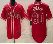 Men's Texas Rangers #80 Kumar Rocker Red 2026 City Connect Stadium Jersey Men's Texas Rangers #80 Kumar Rocker Red 2026 City Connect Stadium Jersey