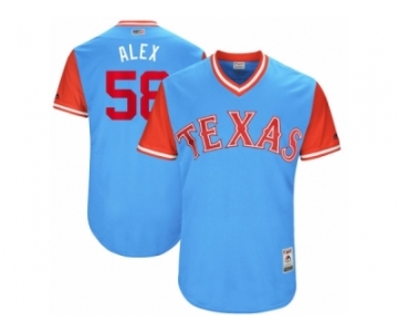 Men's Texas Rangers Alex Claudio #58 Alex Majestic Light Blue 2017 Players Weekend Authentic Jersey