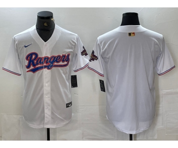 Men's Texas Rangers Bank White 2023 World Series Champions Cool Base Jersey
