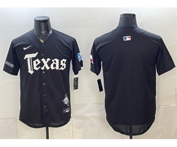 Men's Texas Rangers Blank Black Gothic Mexico 2025 Vapor Premier Limited Stitched Baseball Jersey