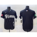 Men's Texas Rangers Blank Black Mexico 2025 Vapor Premier Limited Stitched Baseball Jersey