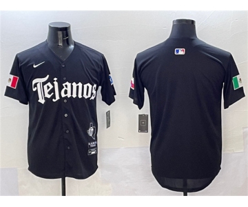 Men's Texas Rangers Blank Black Mexico 2025 Vapor Premier Limited Stitched Baseball Jersey