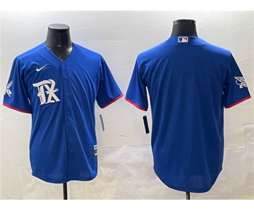 Men's Texas Rangers Blank Royal City Connect Stitched Baseball Jersey