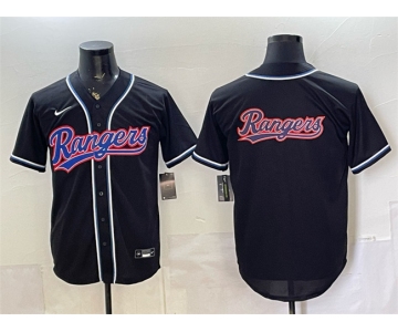 Men's Texas Rangers Team Big Logo 2026 Fashion Replica Black Out Stitched Baseball Jersey