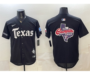 Men's Texas Rangers Team Big Logo Black Gothic Mexico 2025 Vapor Premier Limited Stitched Baseball Jersey