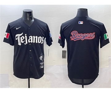 Men's Texas Rangers Team Big Logo Black Mexico 2025 Vapor Premier Limited Stitched Baseball Jersey