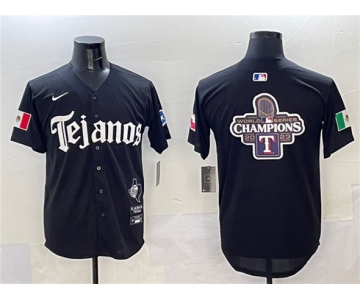 Men's Texas Rangers Team Big Logo Black Mexico 2025 Vapor Premier Limited Stitched Baseball Jerseys