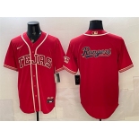 Men's Texas Rangers Team Big Logo Red 2026 City Connect Stadium Stitched Baseball Jersey Men's Texas Rangers Team Big Logo Red 2026 City Connect Stadium Stitched Baseball Jersey