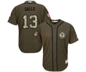 mlb jerseys texas rangers #13 joey gallo green salute to service