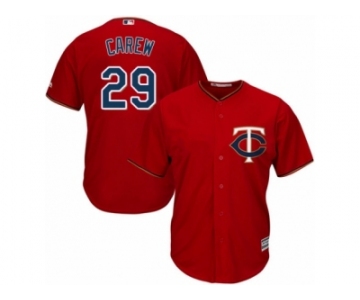 Men's Majestic Minnesota Twins #29 Rod Carew Replica Scarlet Alternate Cool Base MLB Jersey